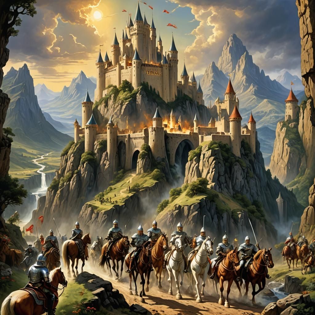 Knights Quest for Holy Grail in Fantasy Art Style