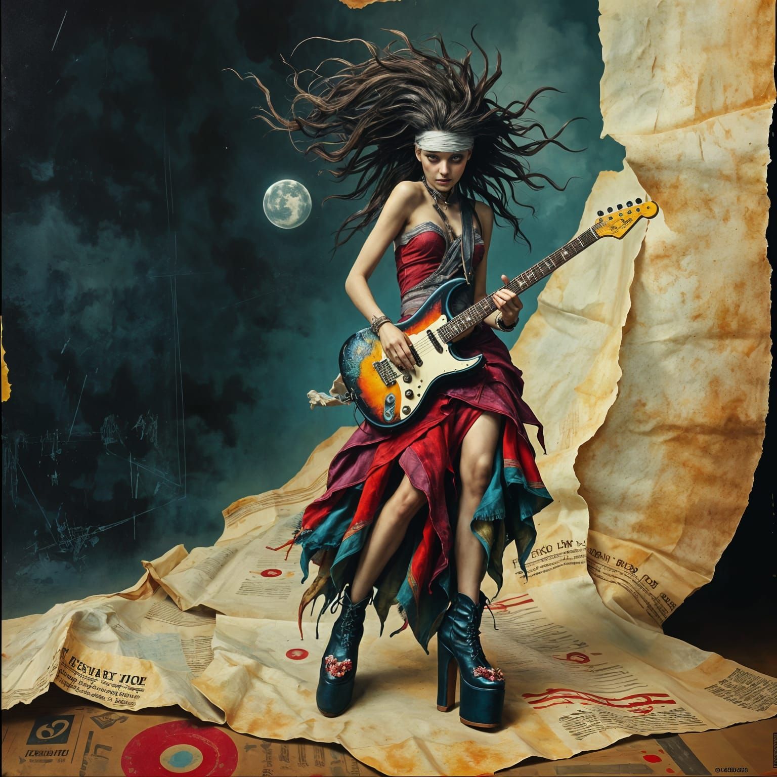 Sinister Dreamcore Cowgirl in Grungy Glamour