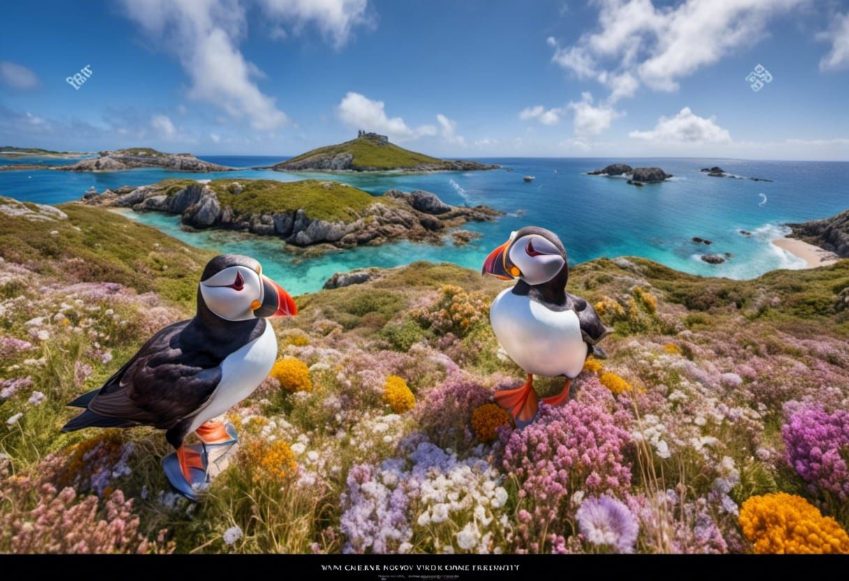Psychedelic Puffin in Glass Style on Scilly Isles