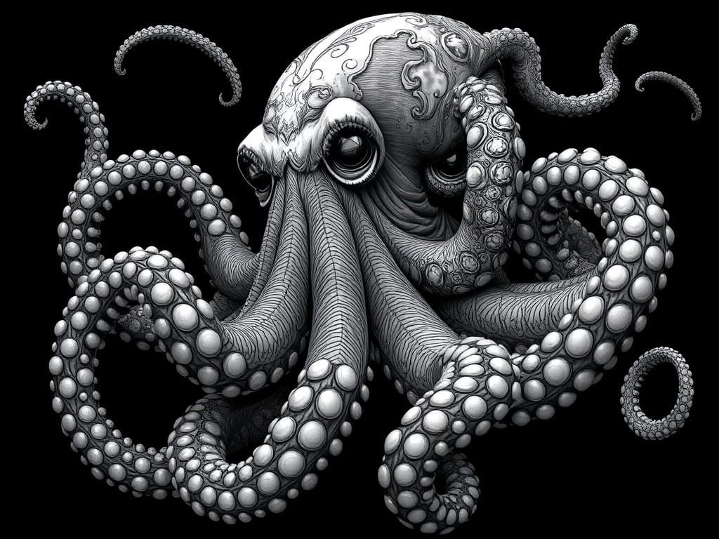 Intricate Deep Sea Octopus Monster
