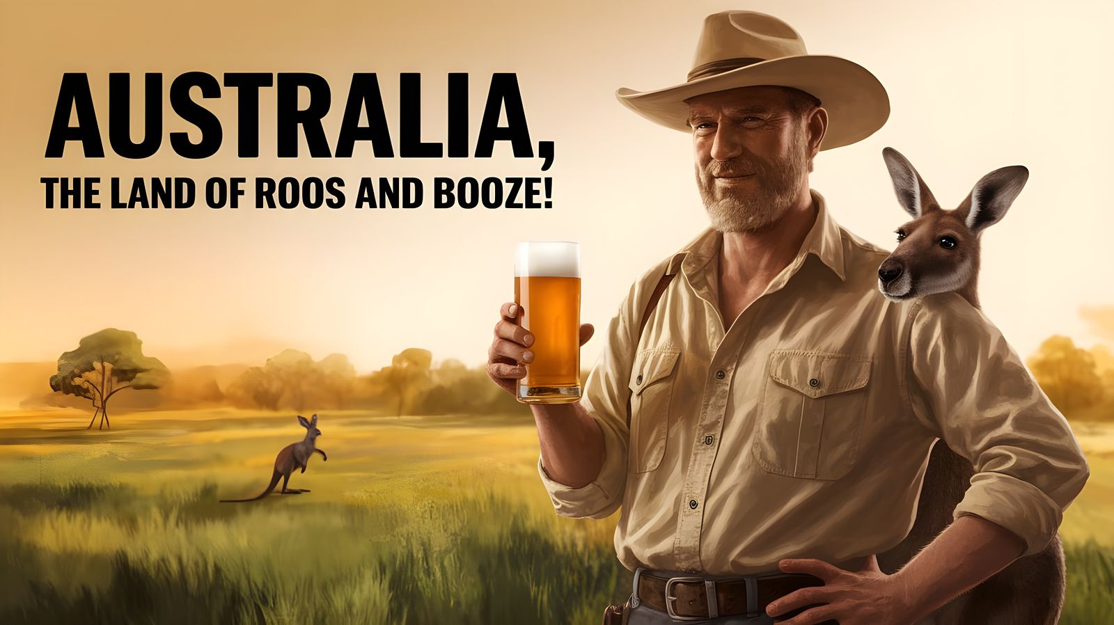 Rugged Bushman Surrounded by Australian Sunset