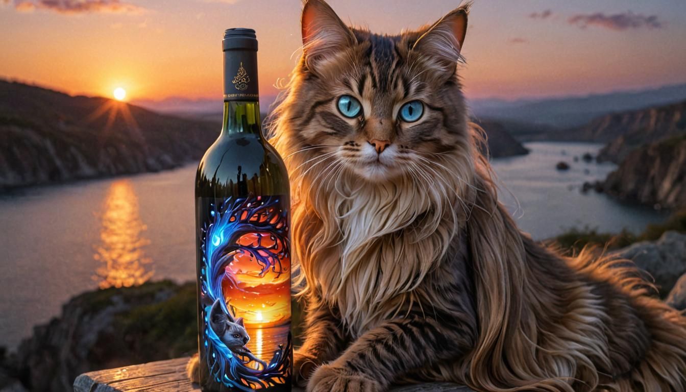 Wine Bottle Painting: Sylph Fire Elemental Sunset
