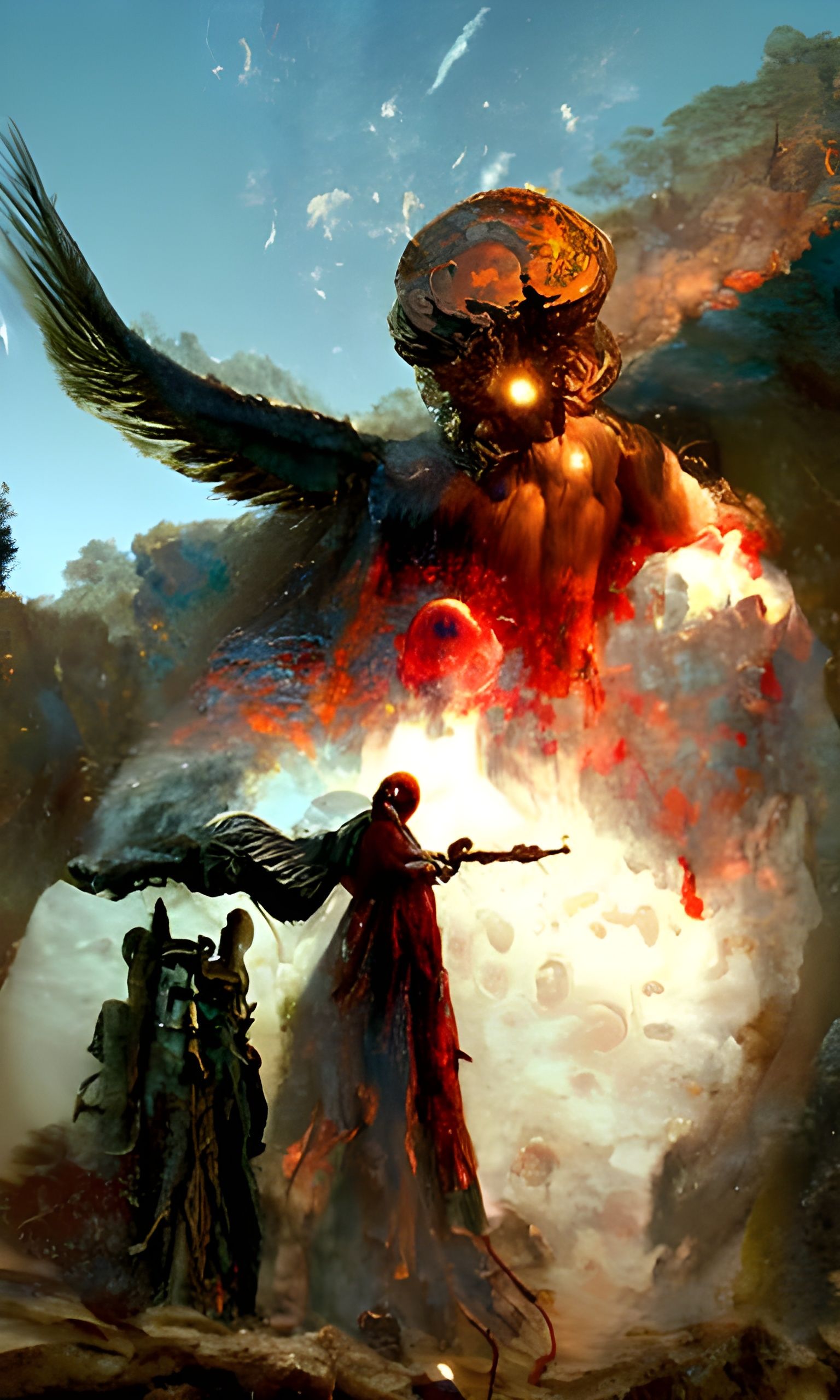 Angel's Descent: A Dark Surrealist Vision