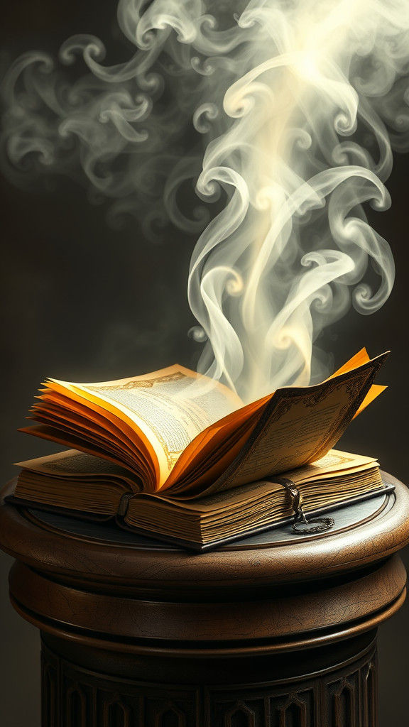 Majestic Tome Emanates Mystical Mist in Atmospheric Style