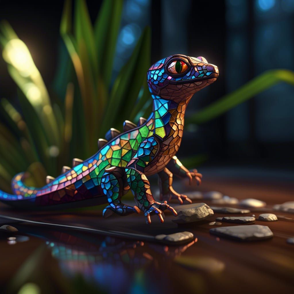 Stained Glass Gecko with Dynamic Lighting