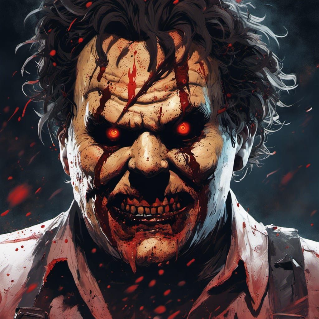 Terrifying Leatherface Close-Up in Horror Style