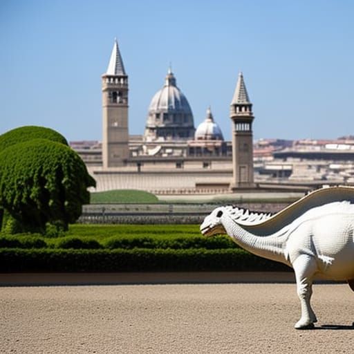 Pope Francis Riding a Dinosaur Photograph