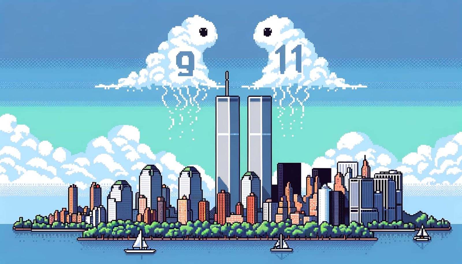 Pixel Art New York Skyline Memorial