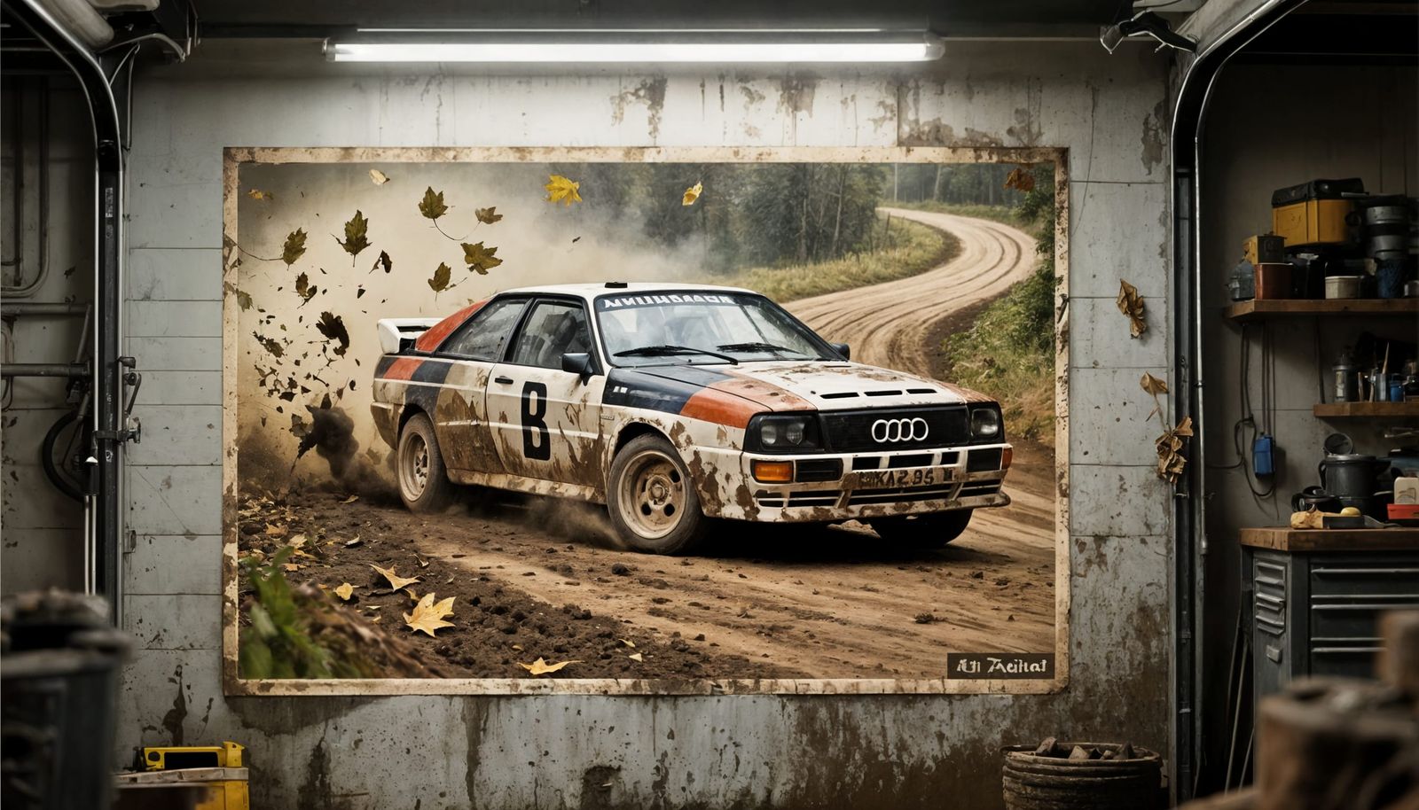 Vintage Group B Rally Poster: Audi Quattro Drift