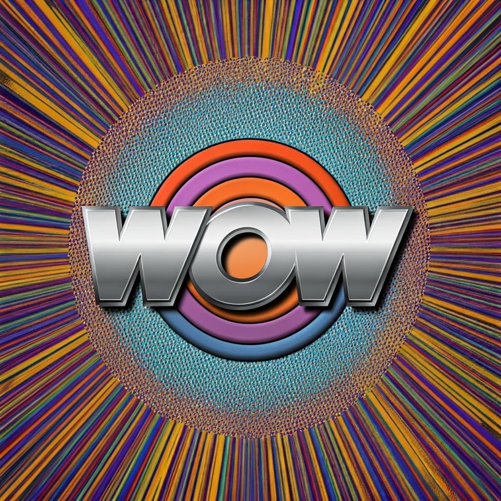 Dynamic Pop-Art 'WOW' with Metallic Font