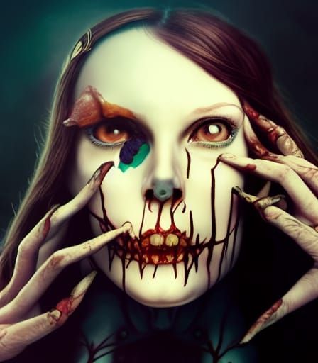 Alice in Wonderland with Bloody Heart: Horror Tarot