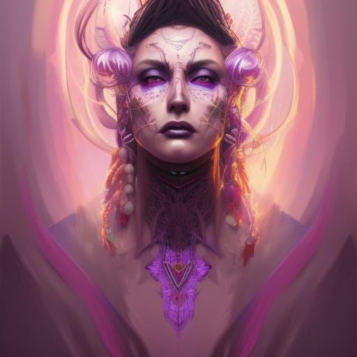 Tribal Witch Portrait with Purple Makeup
