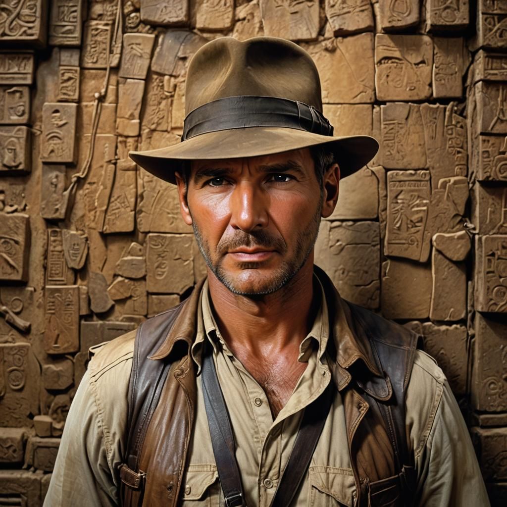 Archeologist Portrait in 80s Adventure Movie Style