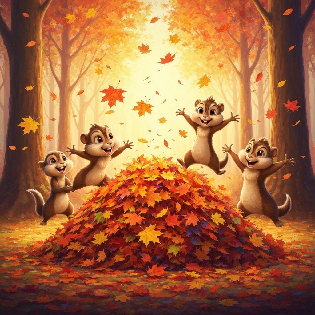 Alvin and the Chipmunks Play in Autumn Forest