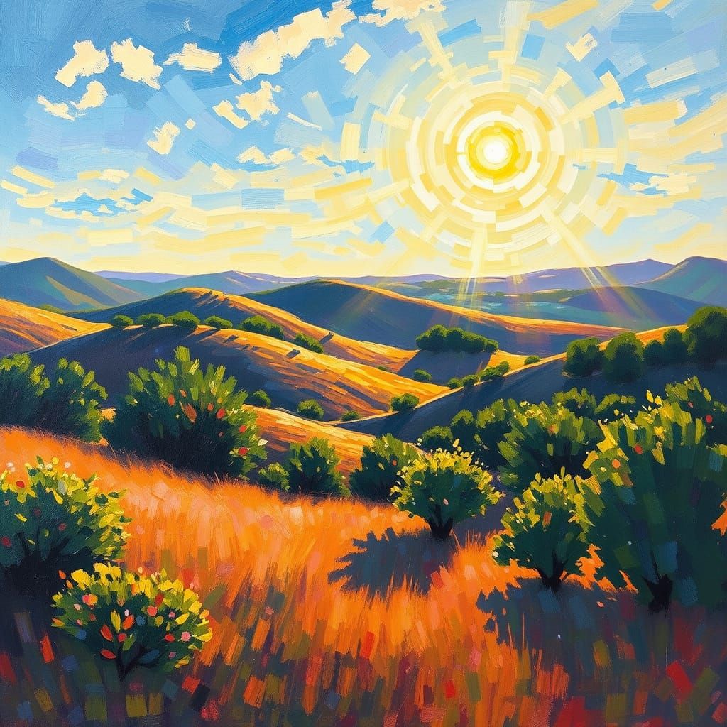 Impressionistic Landscape in Thick, Heavy Impasto