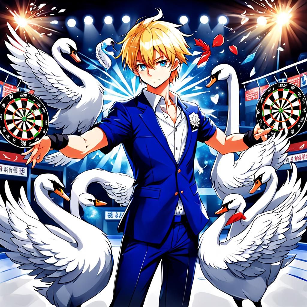 Darts Premier League Swan in Anime Style
