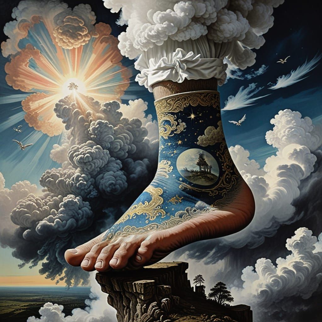 Gigantic Monty Python Foot Soars in Divine Light