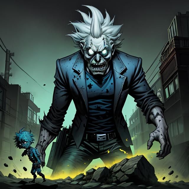 Rick Sanchez's Zombie Experiments in Comic Style