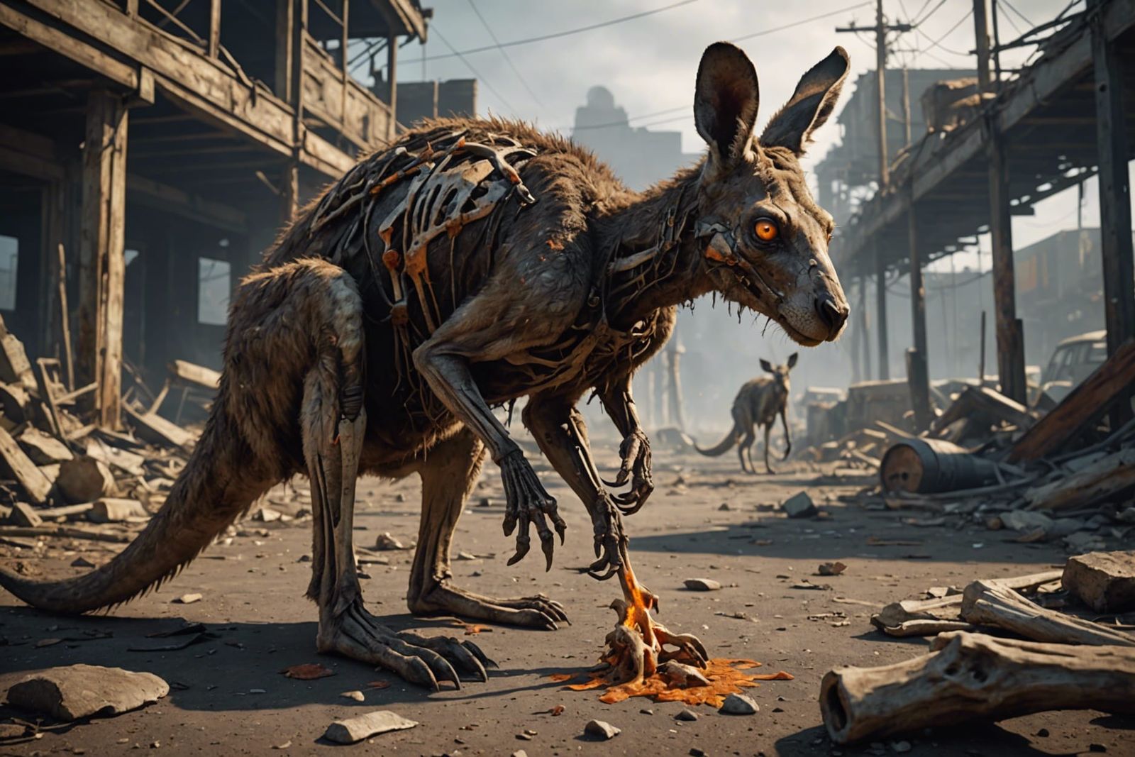 Post-Apocalyptic Zombie Kangaroo in Australian Outback