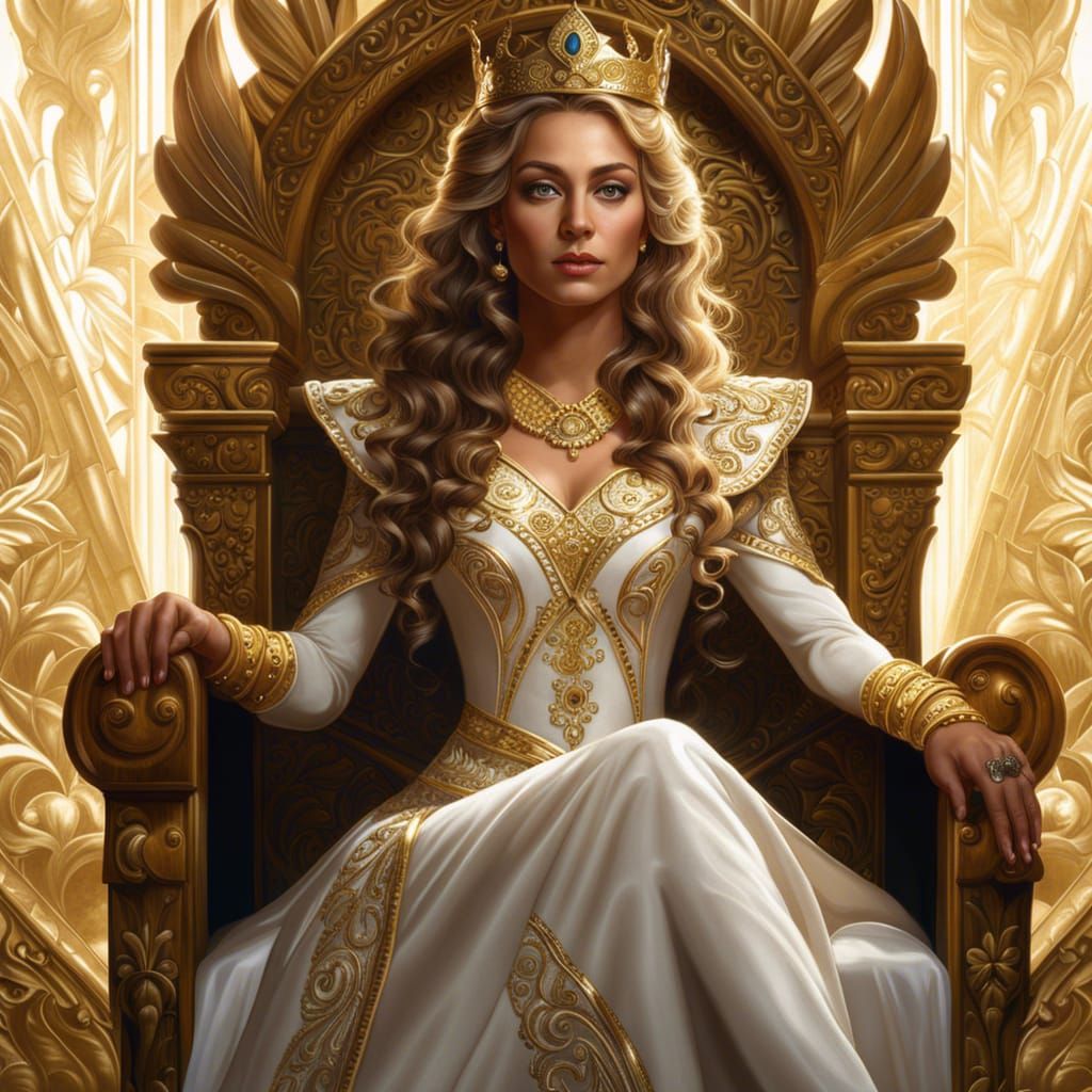 Princess on Throne: Hyperrealistic Portrait in Dramatic Ligh...