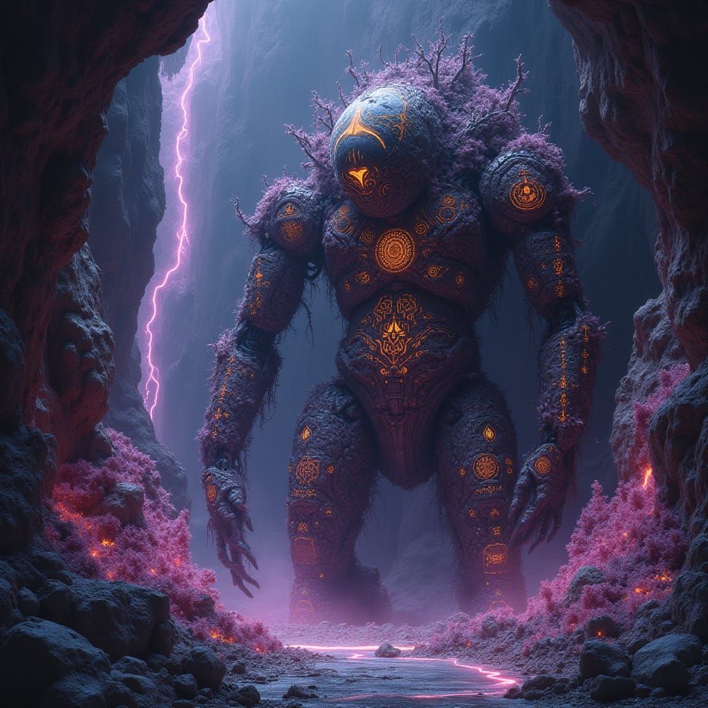 Ancient Automaton Slumbers in Amethyst Cavern