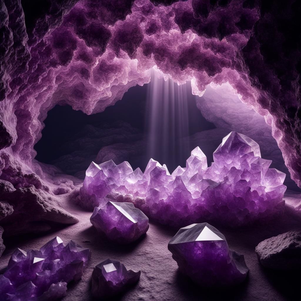 Glowing Amethyst Cave Portal to Outer Space