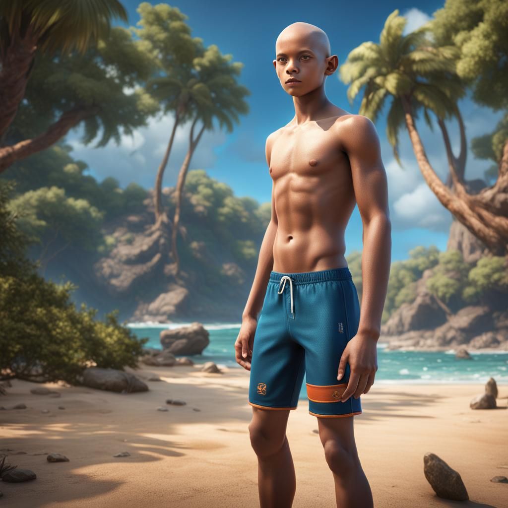 Athletic Young Man in Speedo: Detailed Matte Painting
