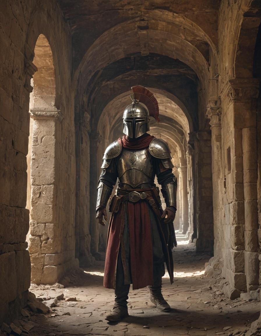 Traveler's Dream in Ancient Castle: Detailed Digital Art