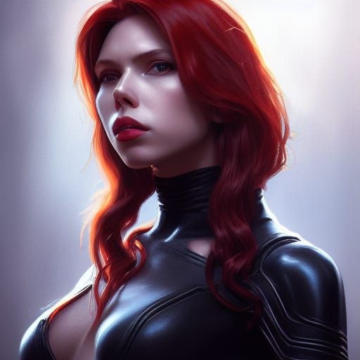 Black Widow Portrait in Hyperdetailed Style