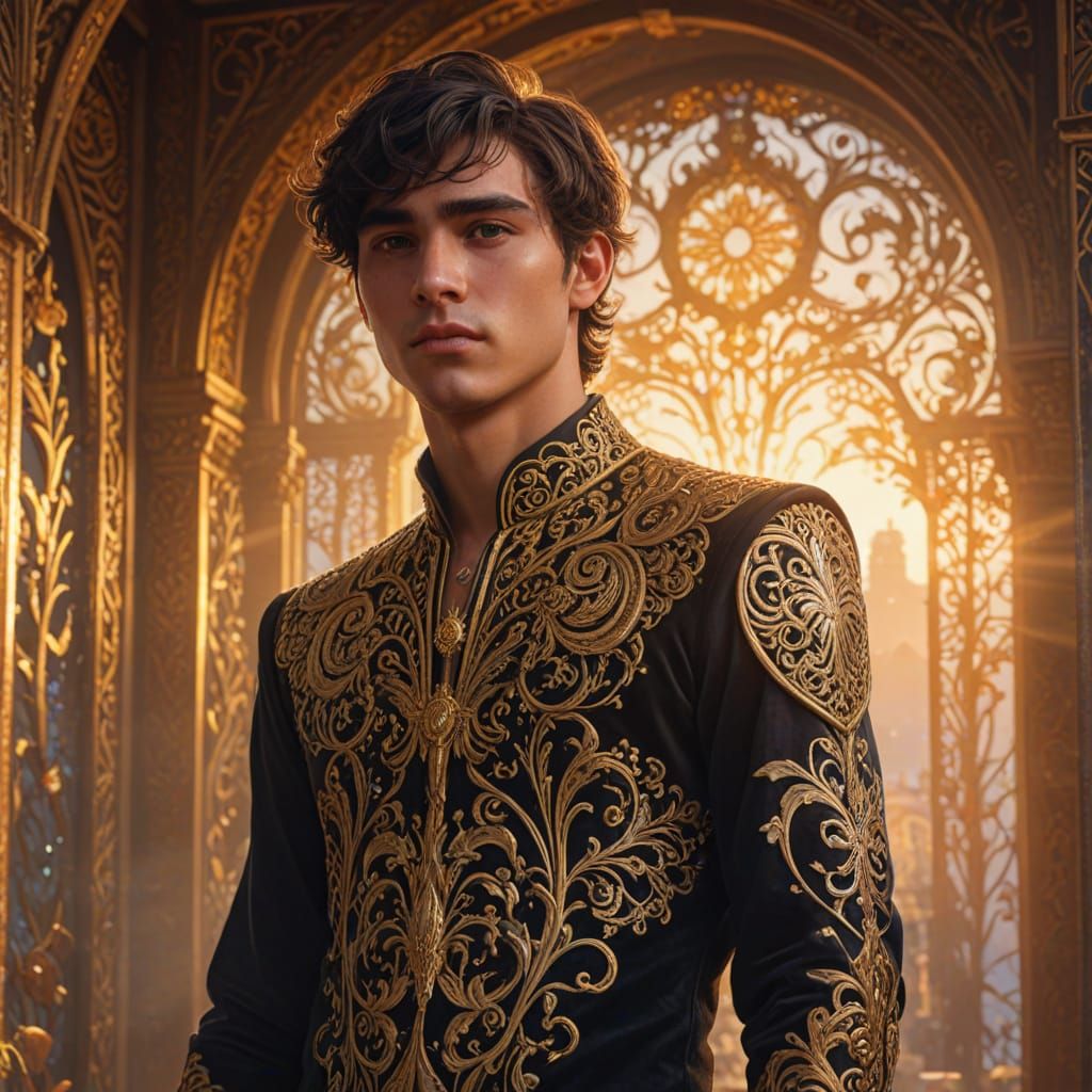 Fantasy Art Nouveau Portrait of a Young Man