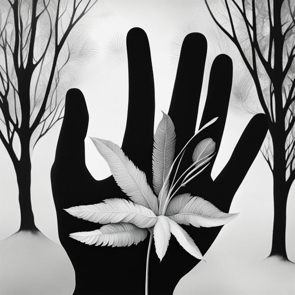 Colorful Wow photogram, rayograph by Man Ray,   A human  han...