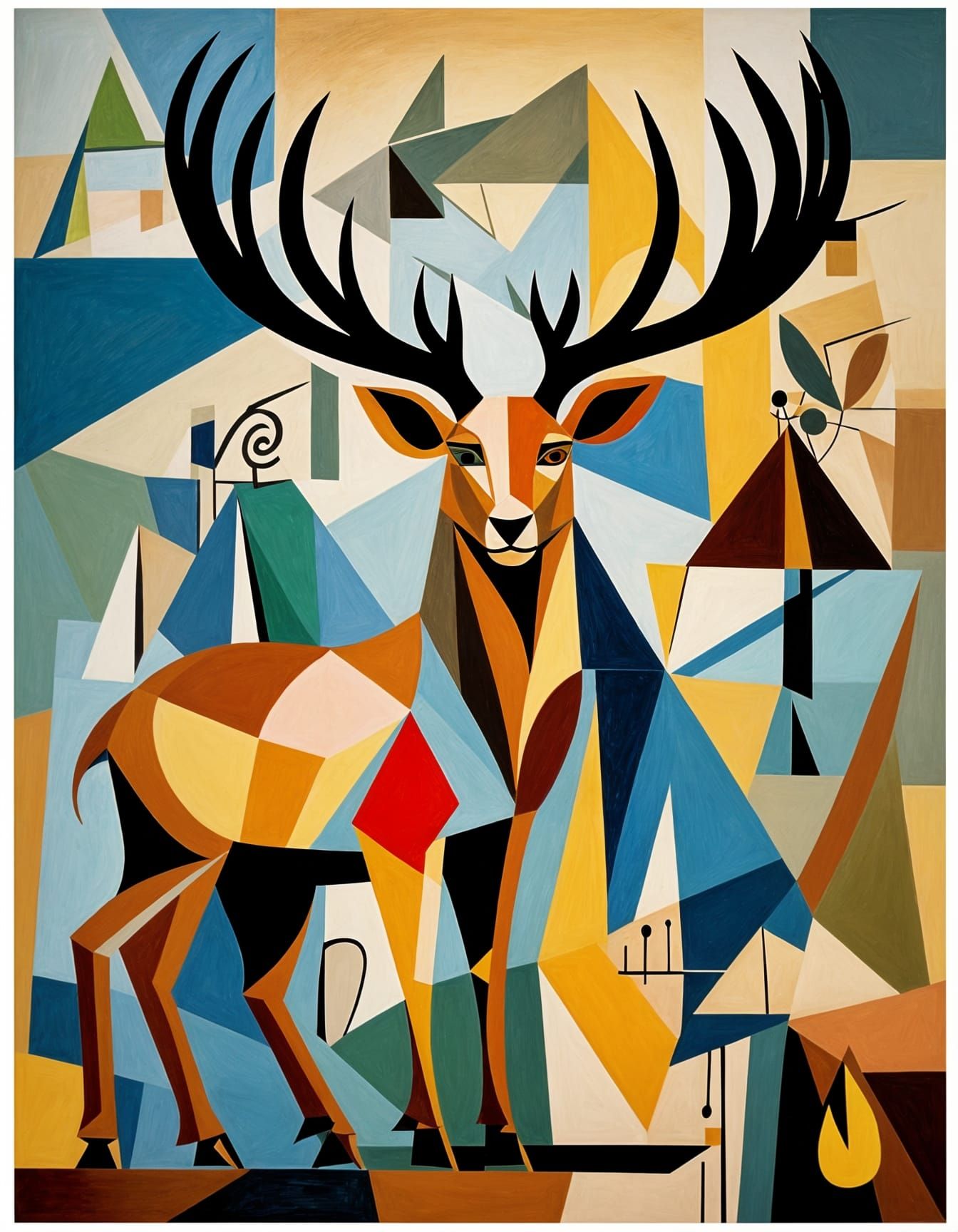 Cubist Geometric Spirit of a Wild Stag