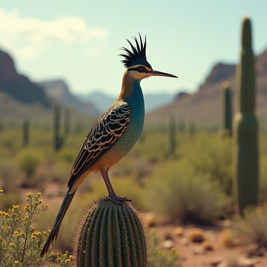 Majestic Roadrunner Reigns Supreme on Desert Throne
