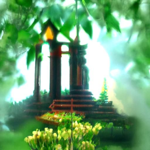 Sunlit Forest Temple in Divine Light