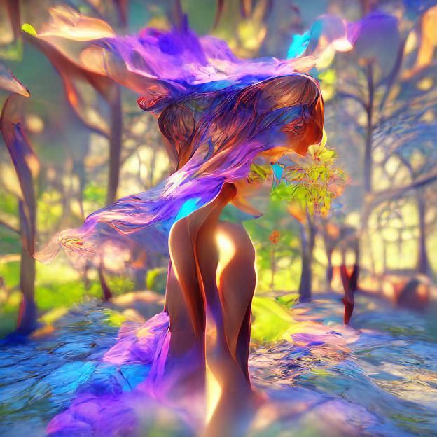 Ethereal Elf Fae in Art Nouveau Dreamscape