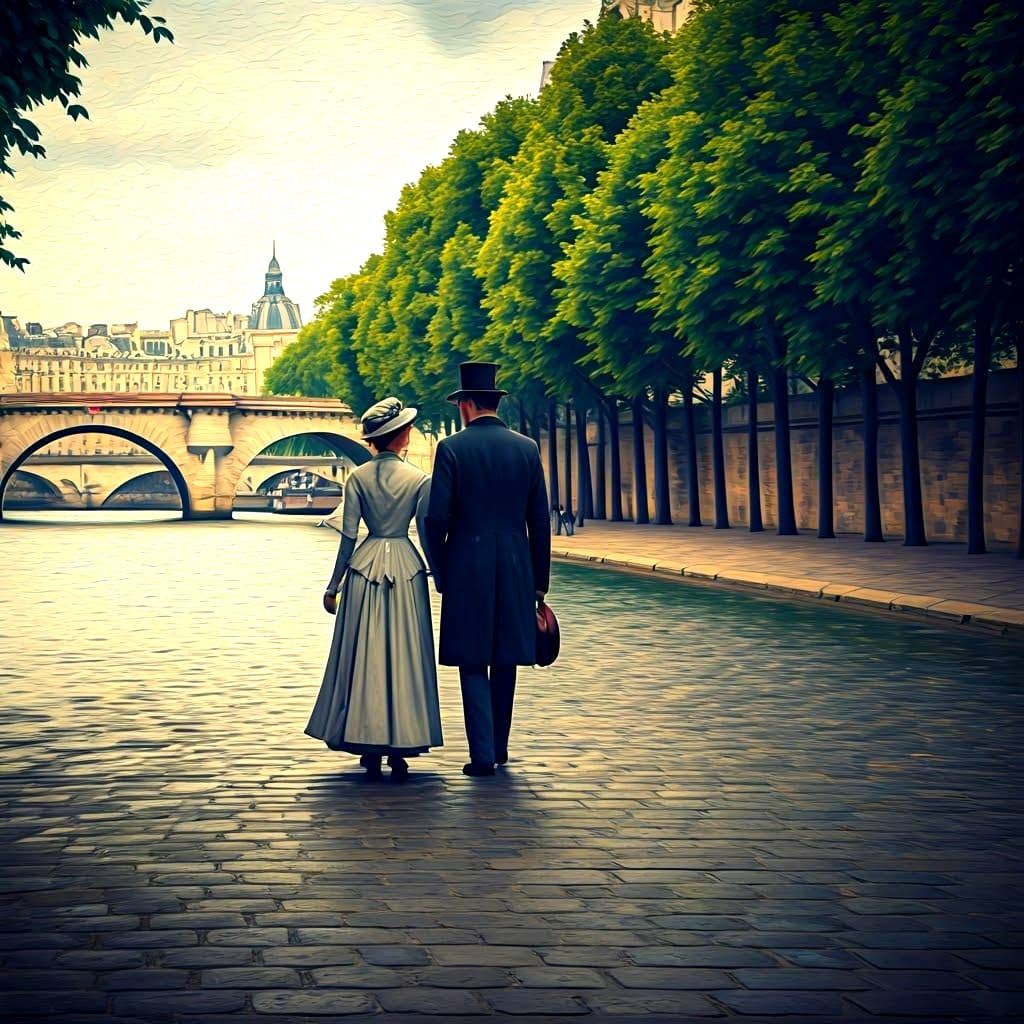 Pointillist Scene in Seurat Style