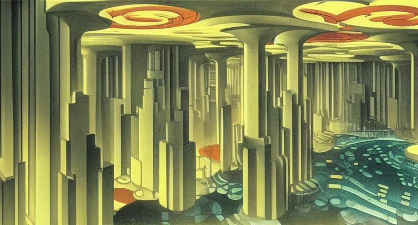 Futuristic Underground City with Pastel Colors