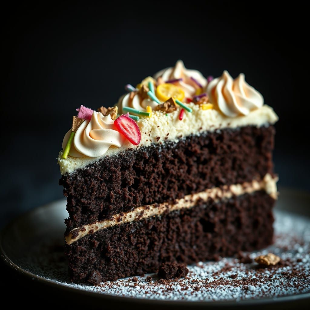 Decadent Chocolate Cake in Cinematic Style