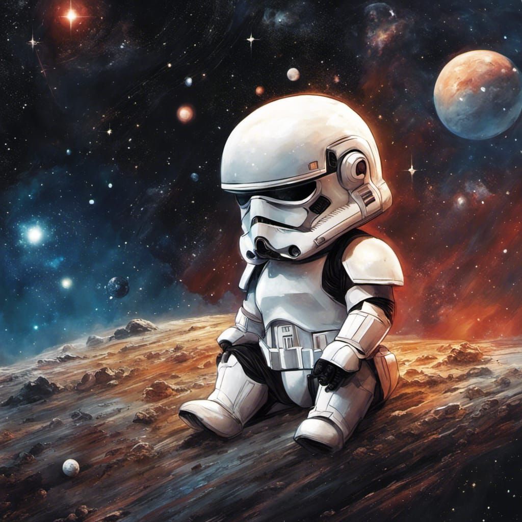 Chibi Baby Stormtrooper Among the Stars