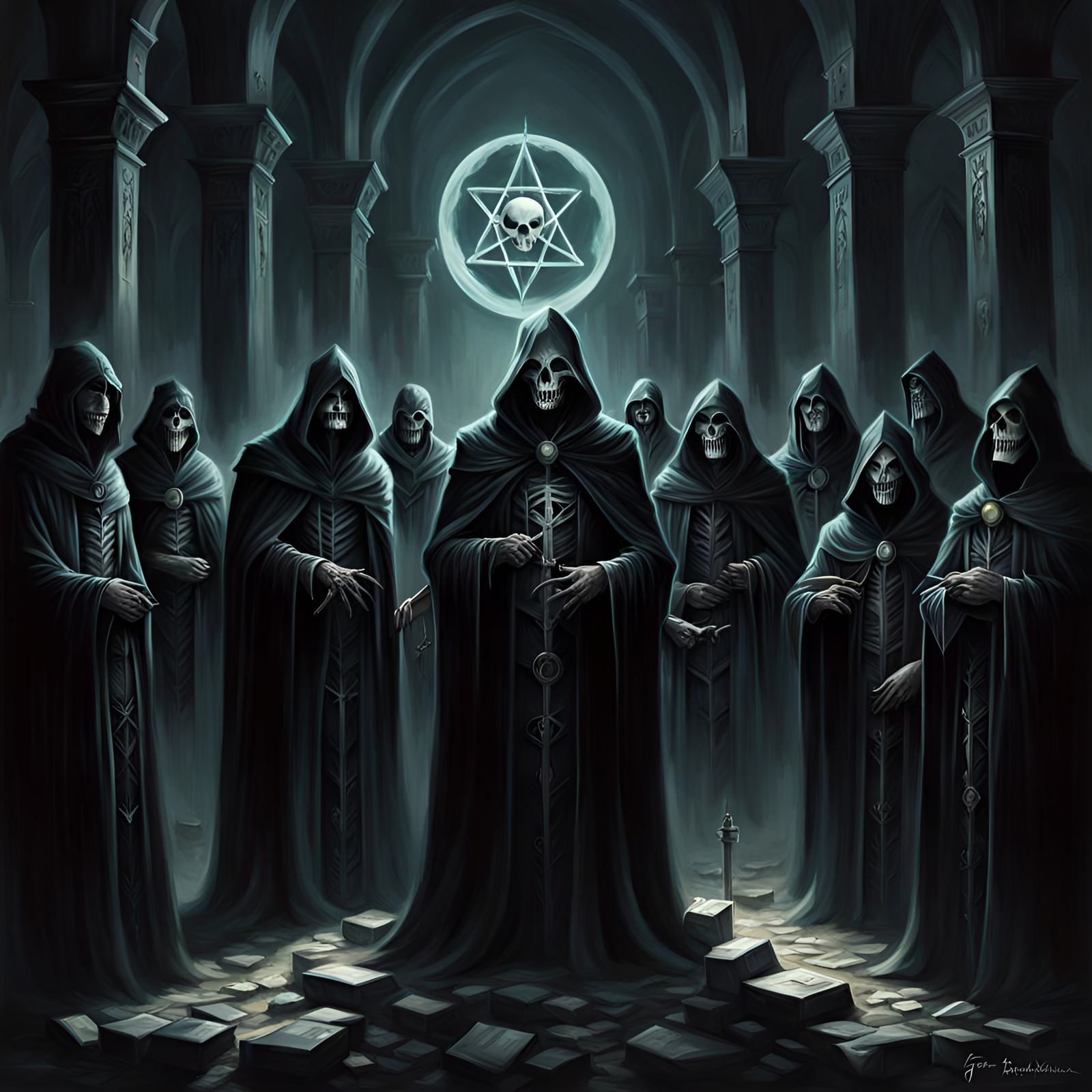 Sinister Dark Occult Gathering in Fantasy Style