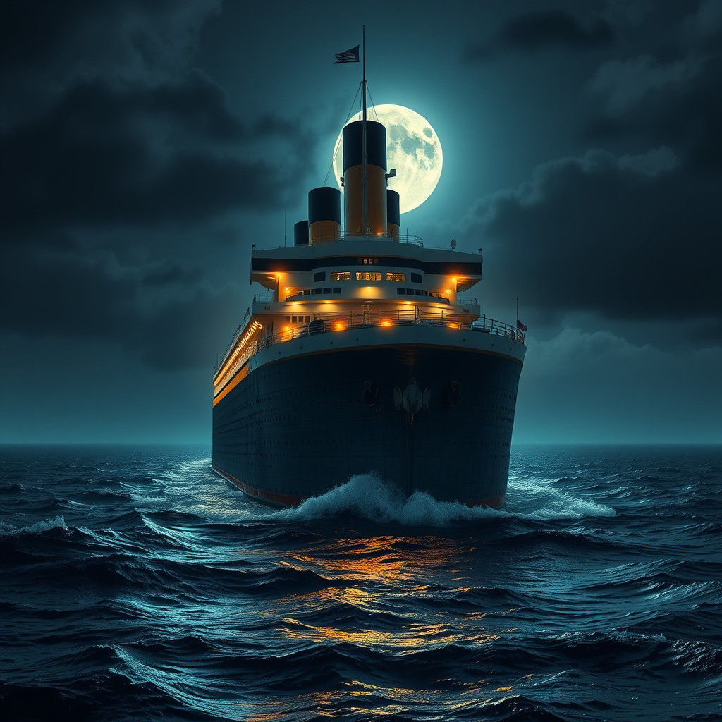 Titanic at Sea: Hyperrealistic HDR Image