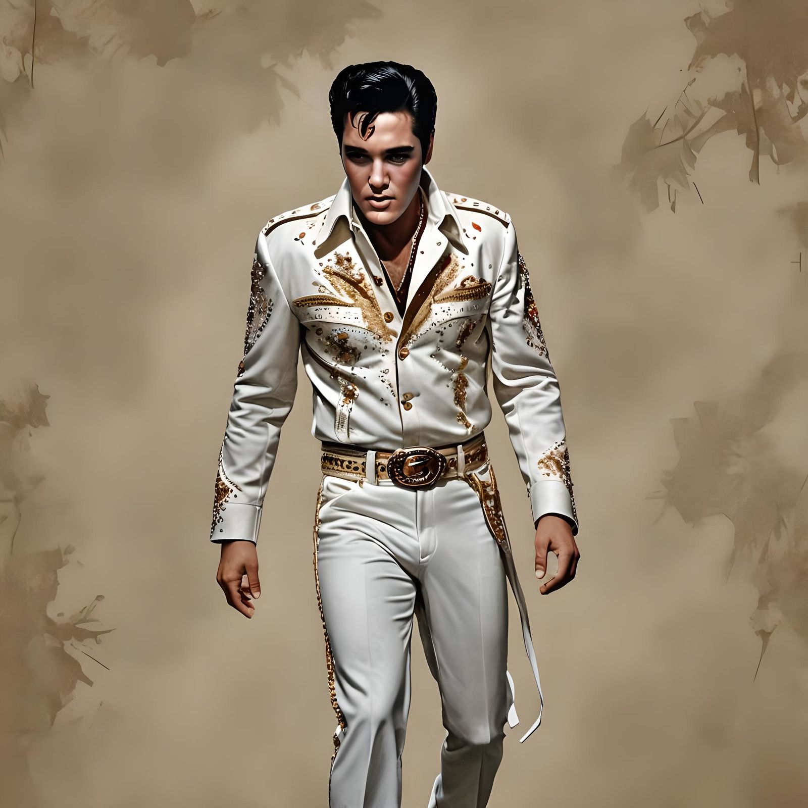 Elvis Presley Emerges from Canvas: 3D Digital Art