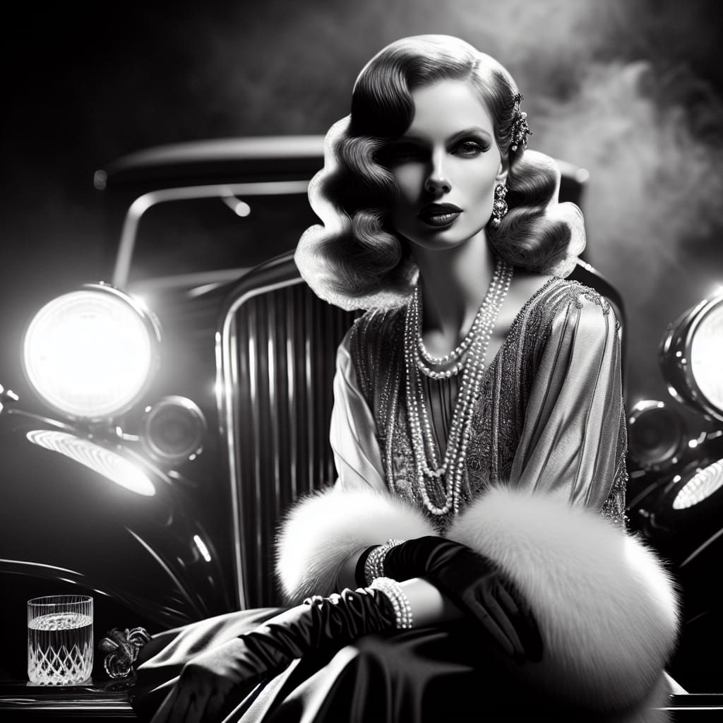 Singer Lounging on Classic Car in Moonlight