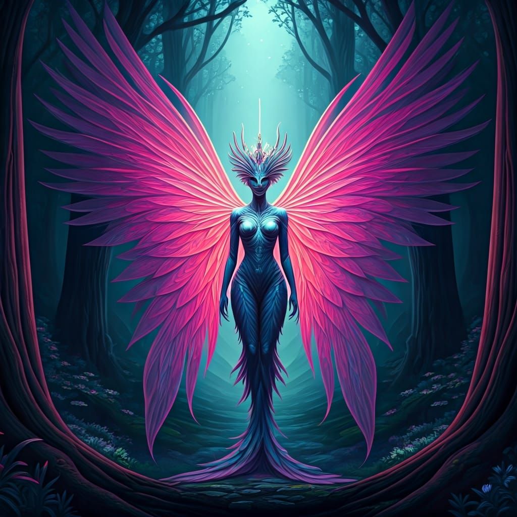 Mystical Creature Emerges in Enchanted Forest