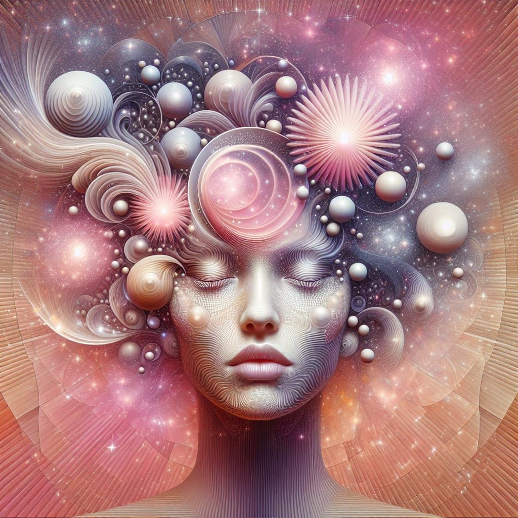 Surreal Star Woman Portrait in Bauhaus Style