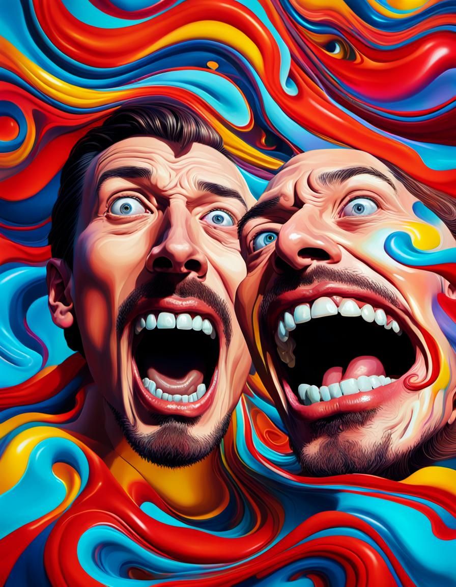 Face Contorted in Madness: Digital Art