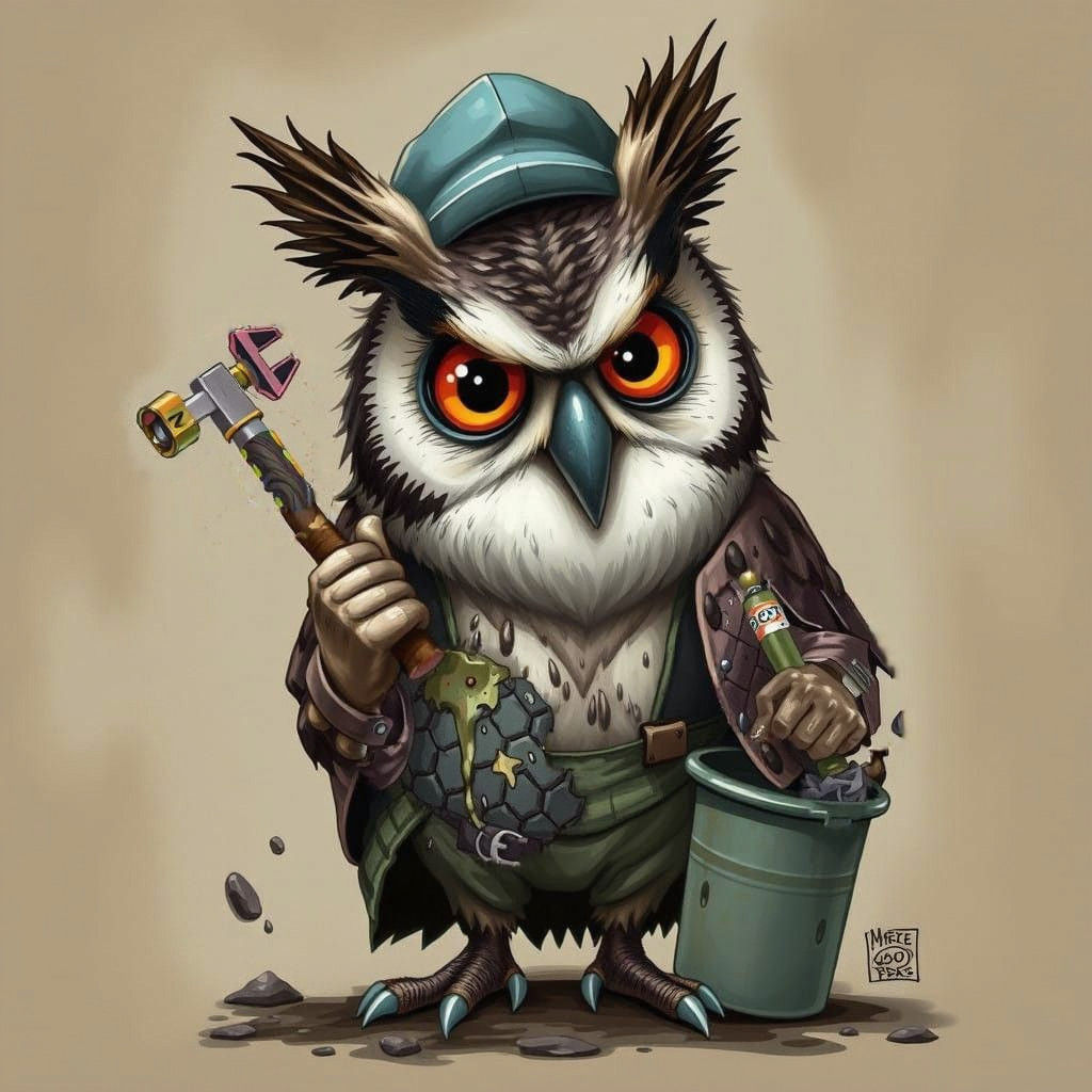 Comical Plumber in Calamitous Mess as Caricature