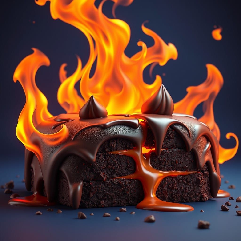 Decadent Chocolate Inferno in Vibrant Anime Style