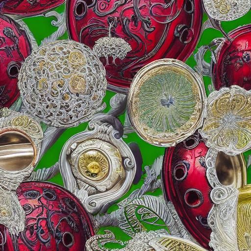 Ornate Still Life with Berries in Faberge Style