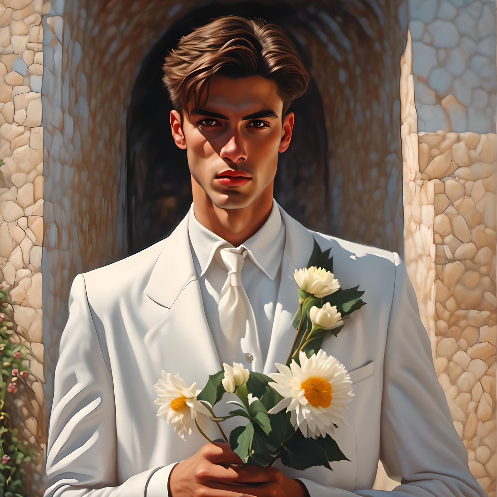 Portrait of Spanish Lad in White Suit